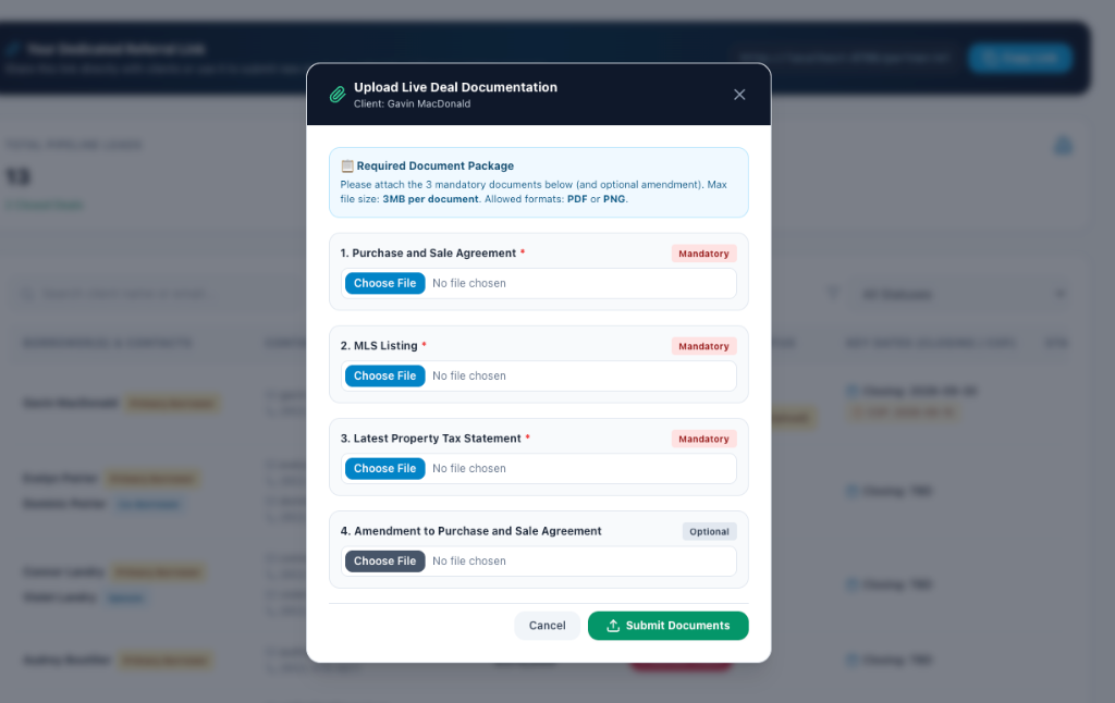 Trudi Schuurhof Realtor Partner Document Upload Modal